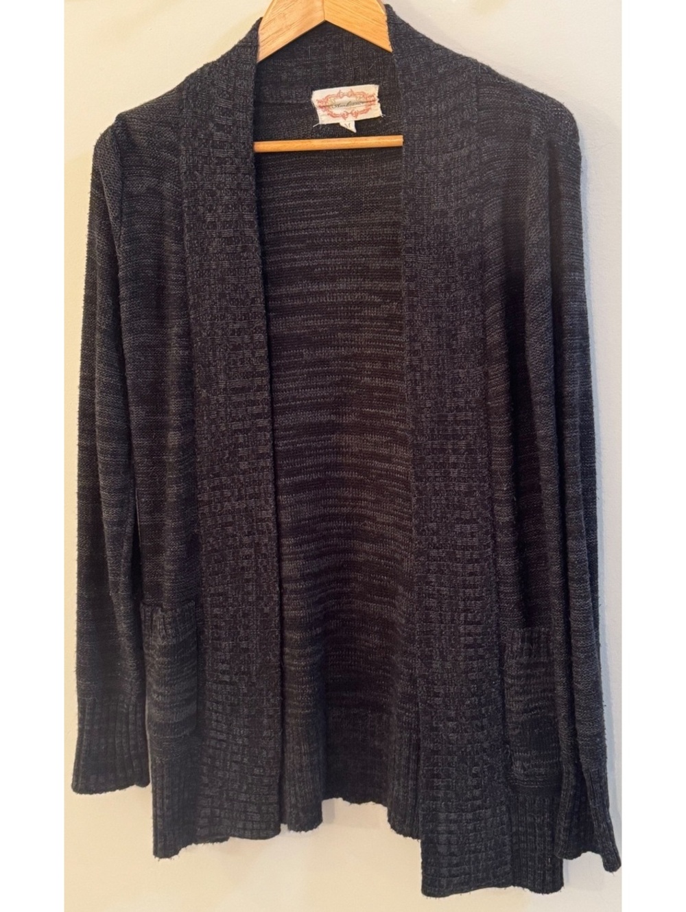 Ambiance Women's Black Acrylic Open Front Cardigan Medium